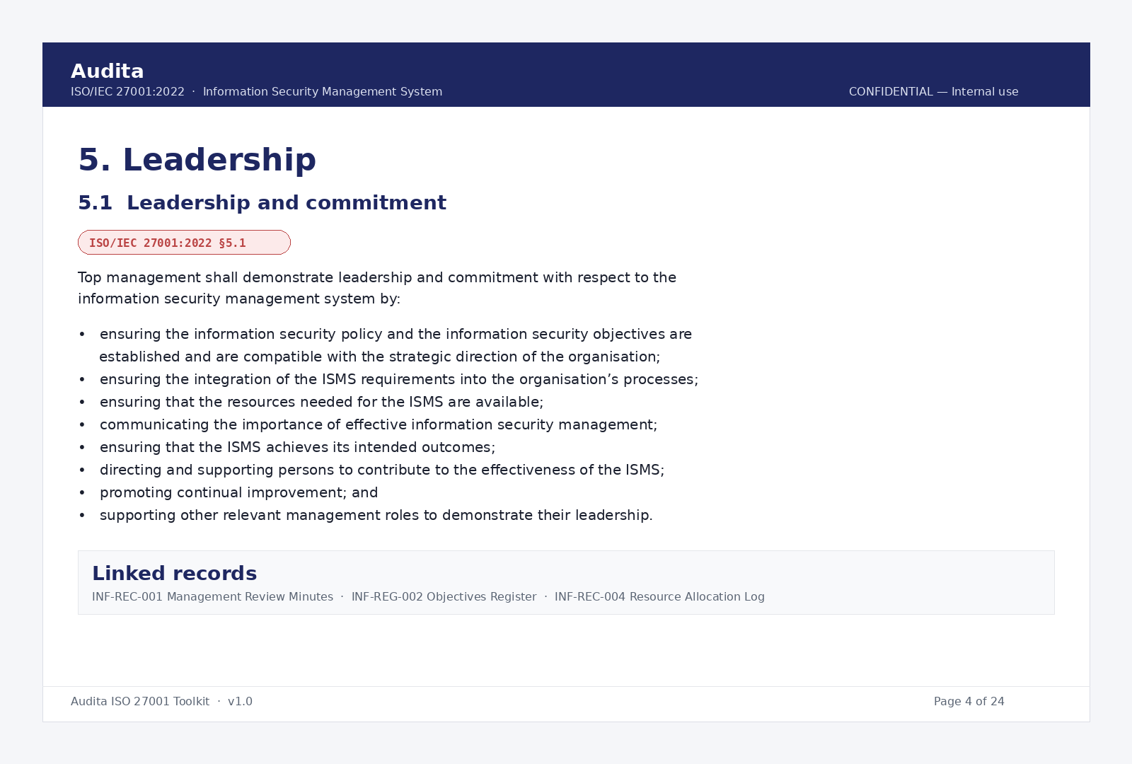 ISO 27001 Toolkit screenshot